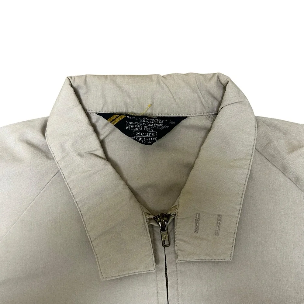 SEARS Jacket Men's L Perma-Prest Beige Windbreaker Full Zip True‎ Vintage